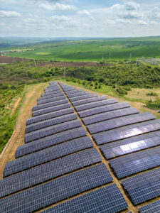 Solar Power Farm Aerial View
