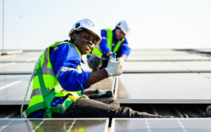 Technicians Checking Photovoltaic Panels